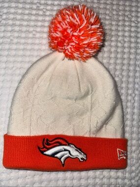 New Era Denver Broncos Woman’s Knit Beanie with Orange Cuff & Pom